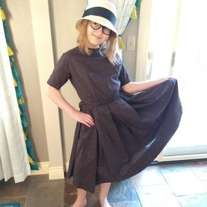 midcentury LANZ cotton shirtwaist dress 1960's XS